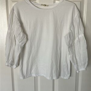 Madewell White Puff-Sleeve Cotton Top